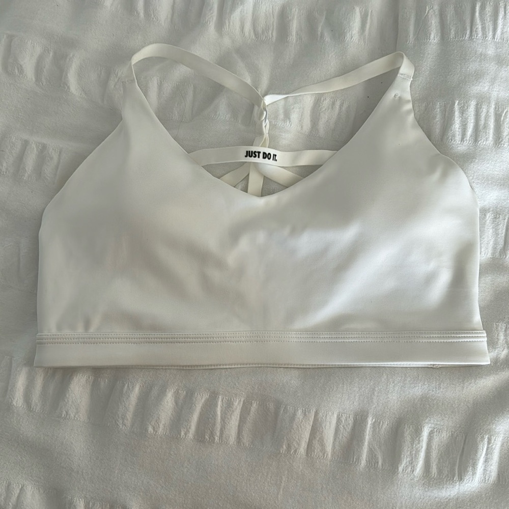 White Nike sports bra